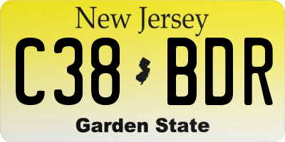 NJ license plate C38BDR