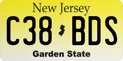NJ license plate C38BDS