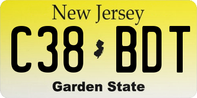 NJ license plate C38BDT