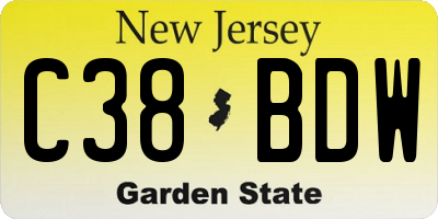 NJ license plate C38BDW