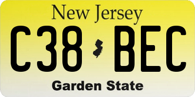 NJ license plate C38BEC