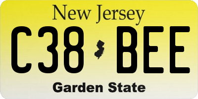 NJ license plate C38BEE
