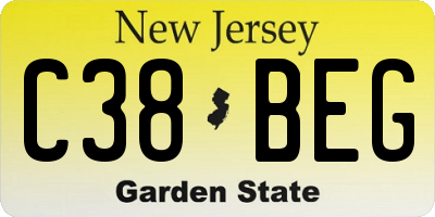 NJ license plate C38BEG