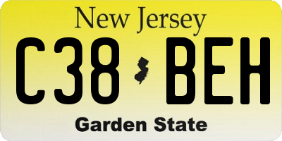 NJ license plate C38BEH
