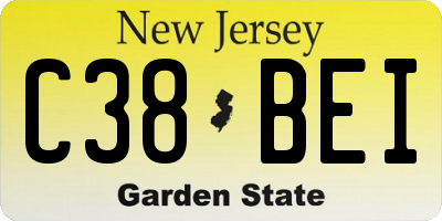 NJ license plate C38BEI