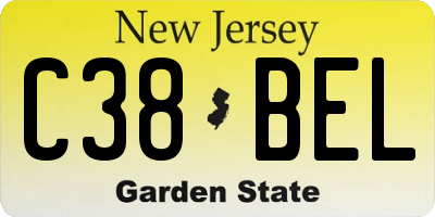 NJ license plate C38BEL