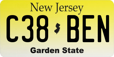 NJ license plate C38BEN