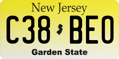 NJ license plate C38BEO