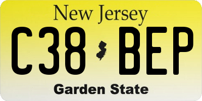 NJ license plate C38BEP