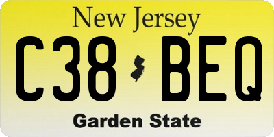 NJ license plate C38BEQ
