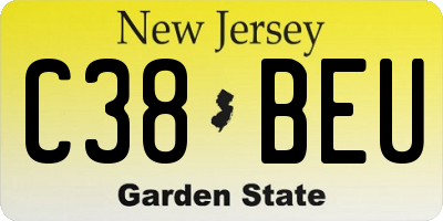 NJ license plate C38BEU