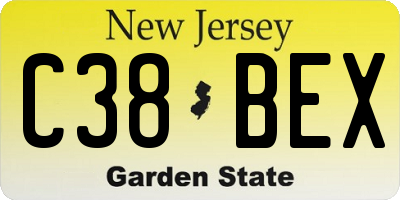 NJ license plate C38BEX
