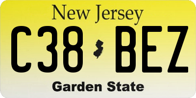 NJ license plate C38BEZ
