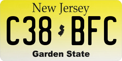 NJ license plate C38BFC