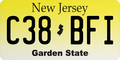 NJ license plate C38BFI