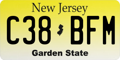 NJ license plate C38BFM