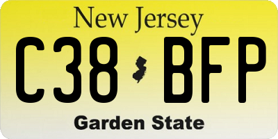 NJ license plate C38BFP