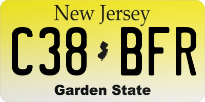 NJ license plate C38BFR