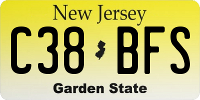 NJ license plate C38BFS