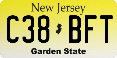 NJ license plate C38BFT