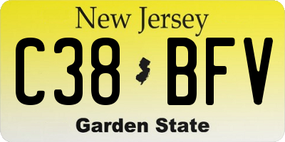NJ license plate C38BFV