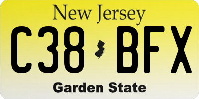 NJ license plate C38BFX