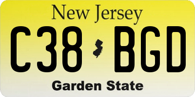 NJ license plate C38BGD