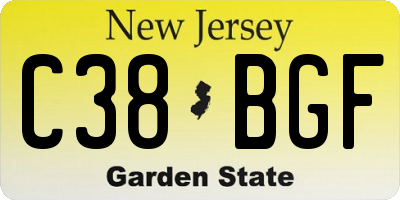 NJ license plate C38BGF