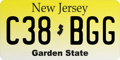 NJ license plate C38BGG