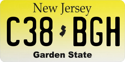 NJ license plate C38BGH