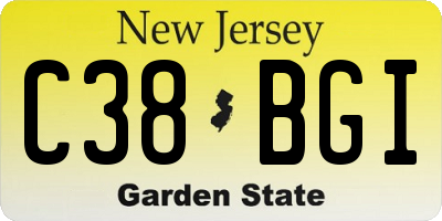 NJ license plate C38BGI