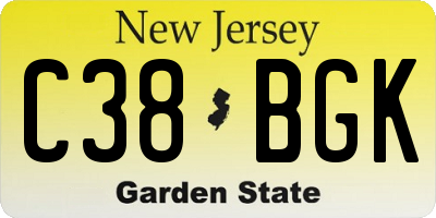 NJ license plate C38BGK