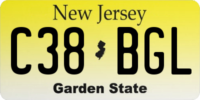 NJ license plate C38BGL