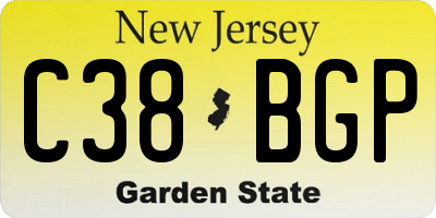 NJ license plate C38BGP