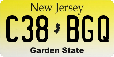 NJ license plate C38BGQ