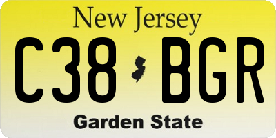NJ license plate C38BGR