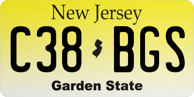 NJ license plate C38BGS