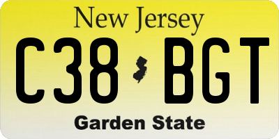 NJ license plate C38BGT