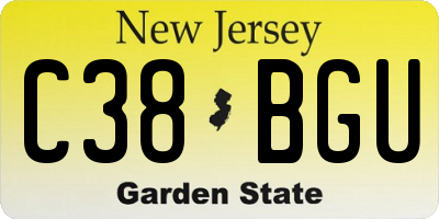 NJ license plate C38BGU