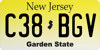 NJ license plate C38BGV