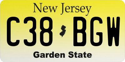 NJ license plate C38BGW