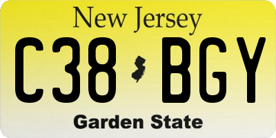 NJ license plate C38BGY