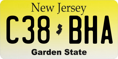 NJ license plate C38BHA