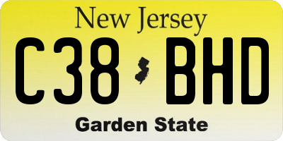 NJ license plate C38BHD