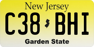 NJ license plate C38BHI