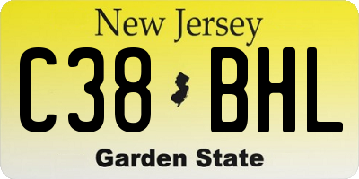 NJ license plate C38BHL