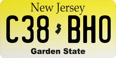 NJ license plate C38BHO
