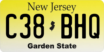 NJ license plate C38BHQ