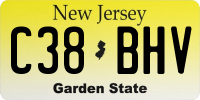 NJ license plate C38BHV
