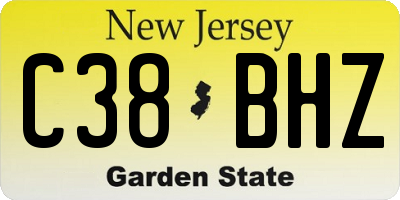 NJ license plate C38BHZ